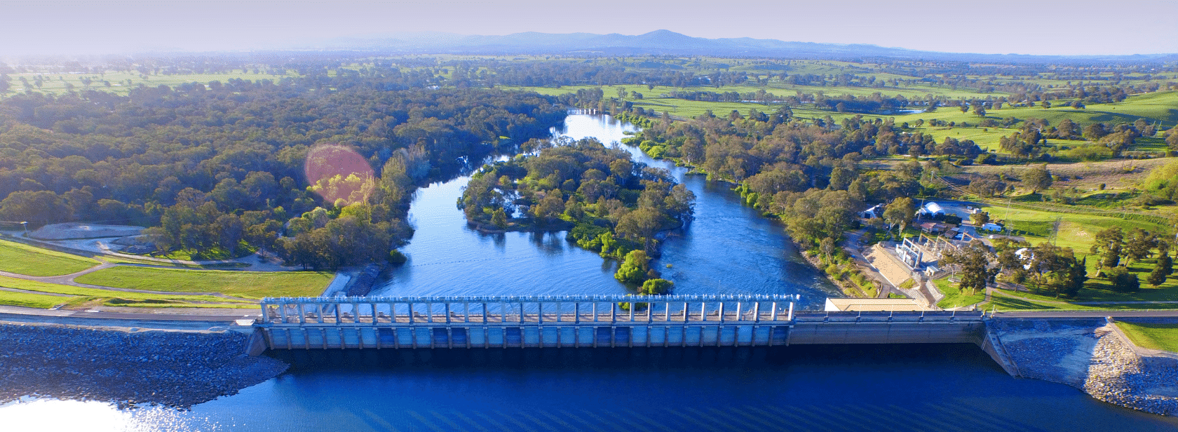 arial image of murray hume dam