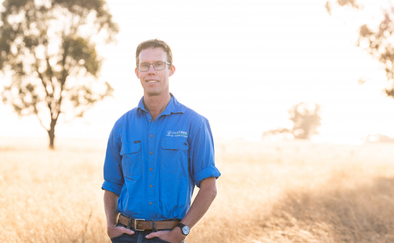 Hamish Munro, Founder and CEO of Pairtree in a paddock