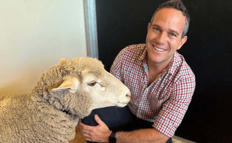 Veterinarian Dr Garnett Hall founded VetChip with a Sheep